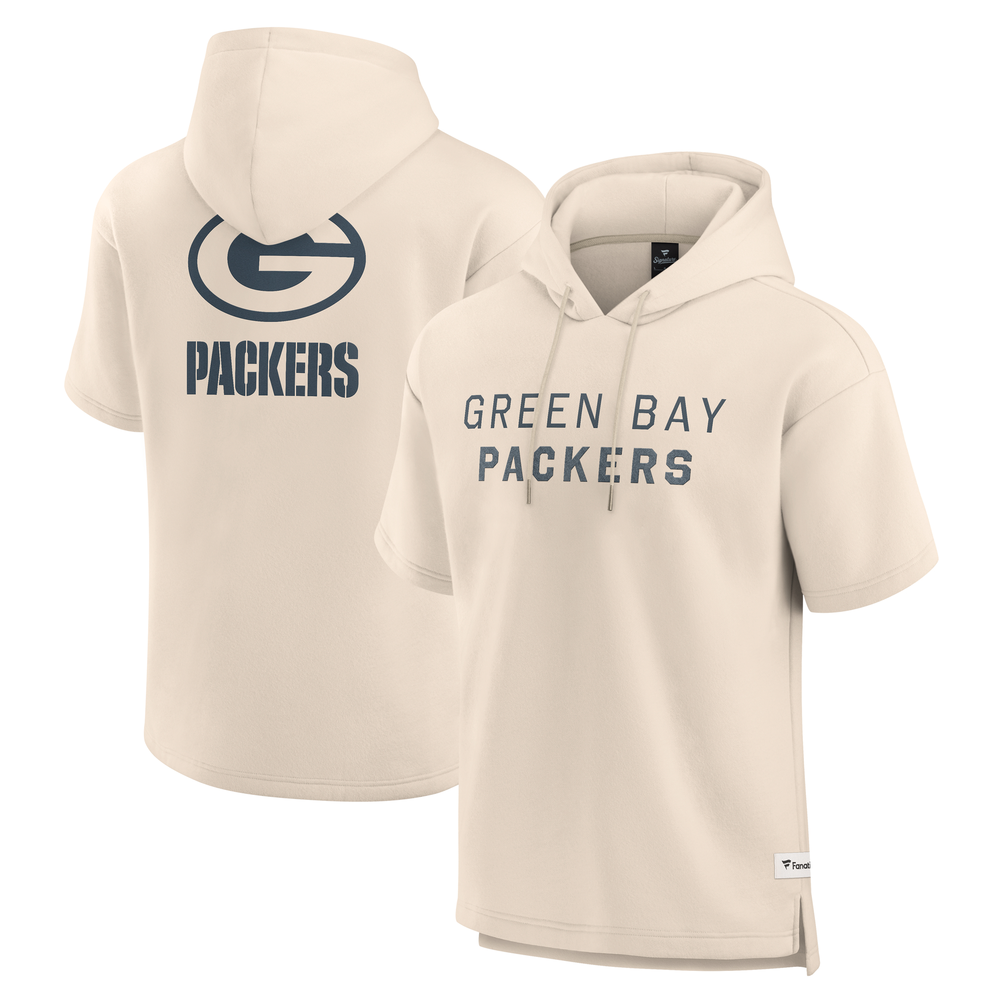 Men's Fanatics Cream Green Bay Packers Elements Future Ground Lettering Short Sleeve Pullover Hoodie