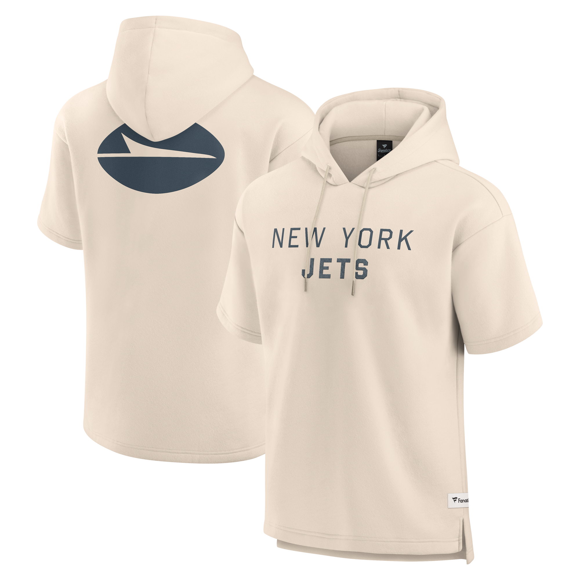 Men's Fanatics Cream New York Jets Elements Future Ground Lettering Short Sleeve Pullover Hoodie
