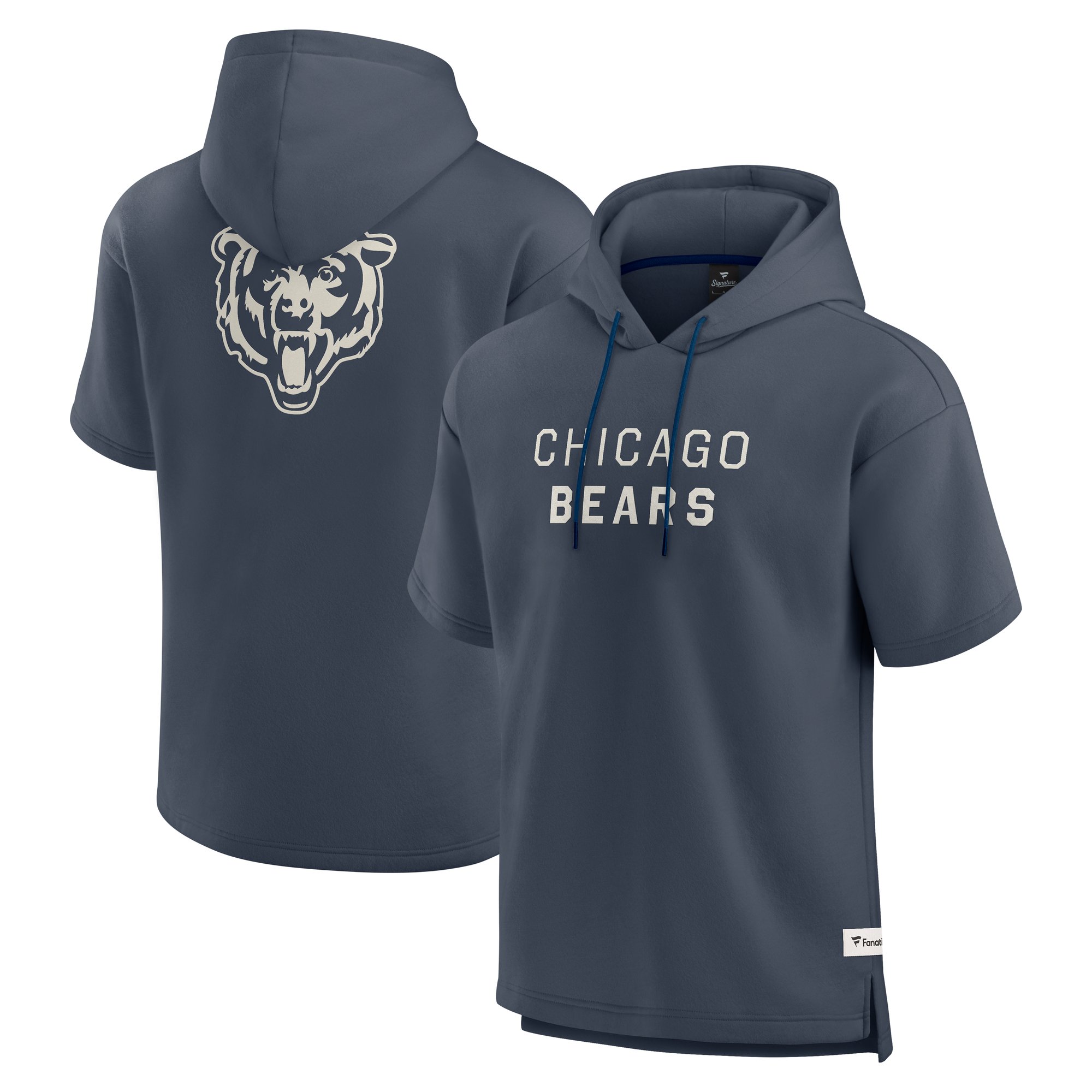 Men's Fanatics Navy Chicago Bears Elements Future Ground Lettering Short Sleeve Pullover Hoodie