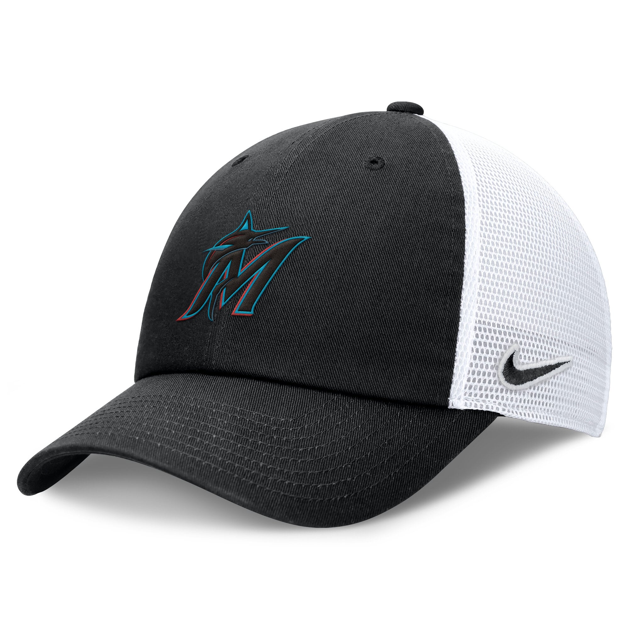 Women's Nike Black/White Miami Marlins Club Trucker Adjustable Hat