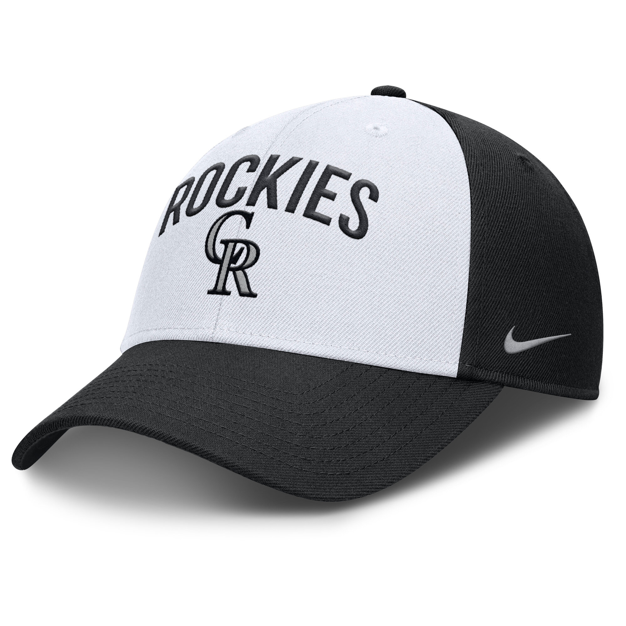 Men's Nike White/Black Colorado Rockies Club Performance Adjustable Hat
