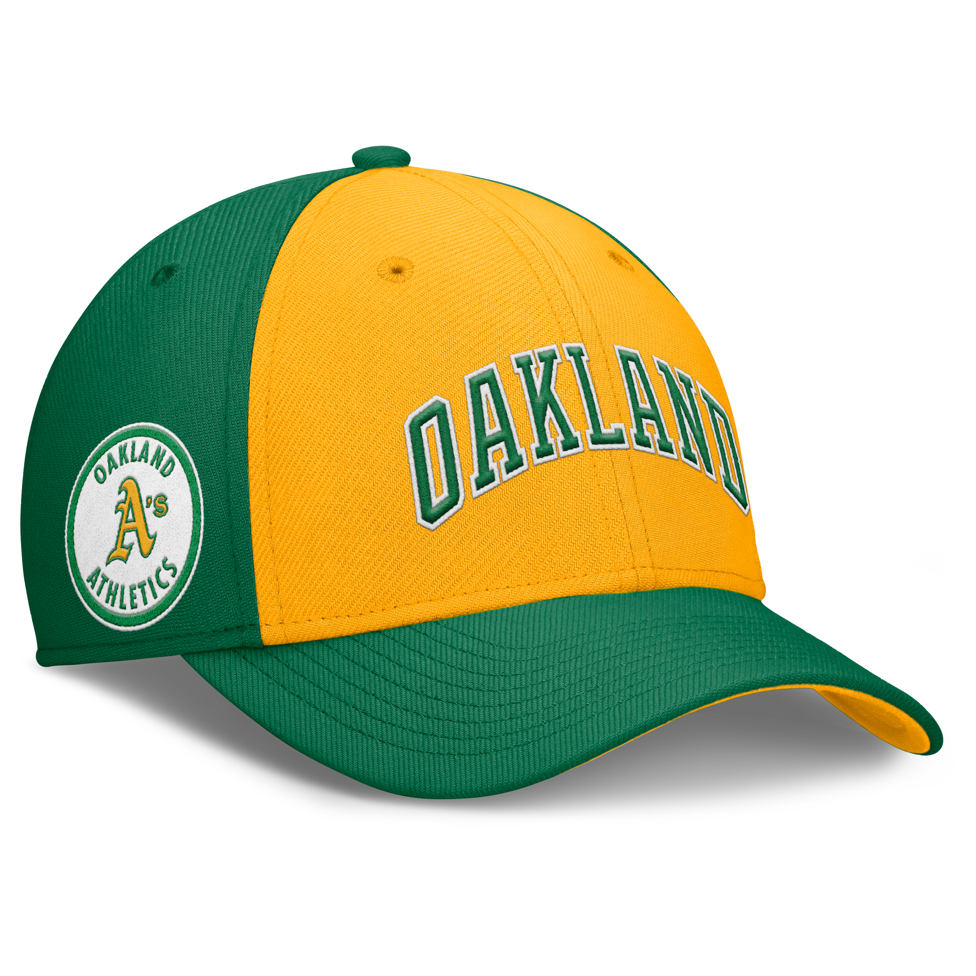Men's Nike Green/Gold Oakland Athletics Rise Swoosh Performance Flex Hat