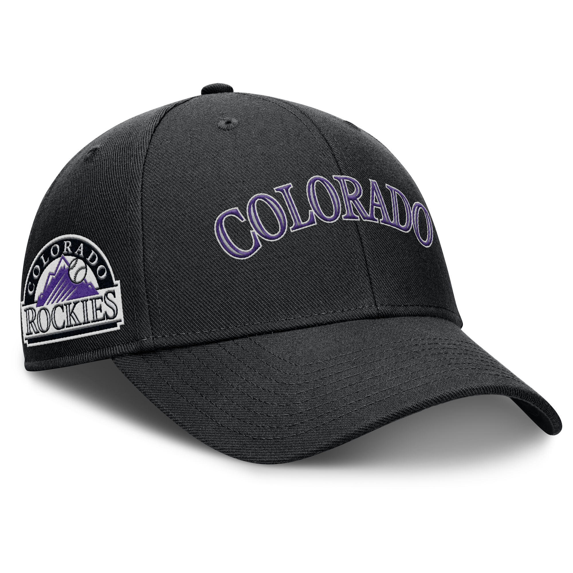 Men's Nike Black Colorado Rockies Rise Gaberdine Adjustable Hat