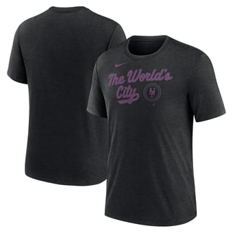 Men's Nike Heather Black New York Mets City Connect Script Tri-Blend T-Shirt