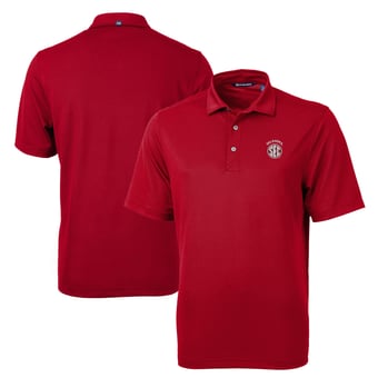Men's Cutter & Buck Crimson Oklahoma Sooners SEC Virtue Eco Pique Recycled Polo