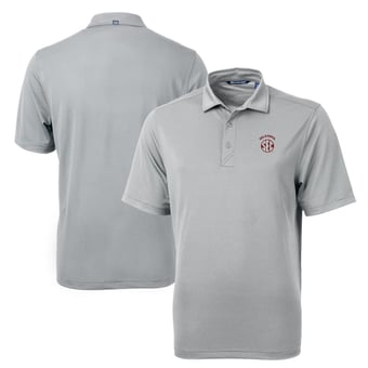 Men's Cutter & Buck Gray Oklahoma Sooners SEC Virtue Eco Pique Recycled Polo