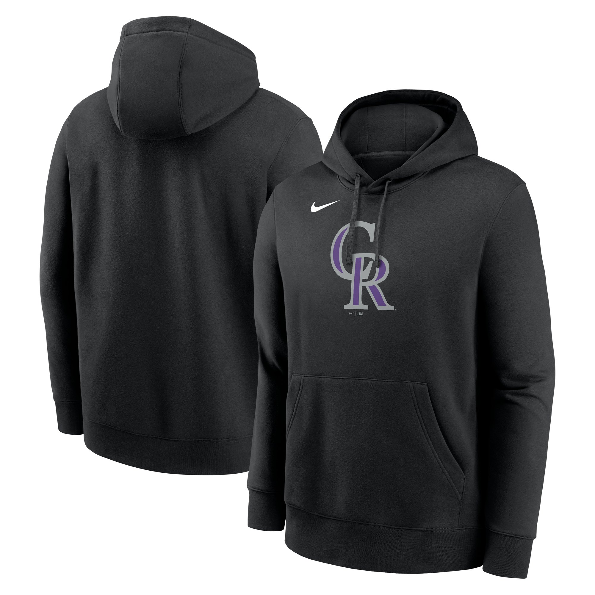 Men's Nike Black Colorado Rockies Logo Club Fleece Pullover Hoodie