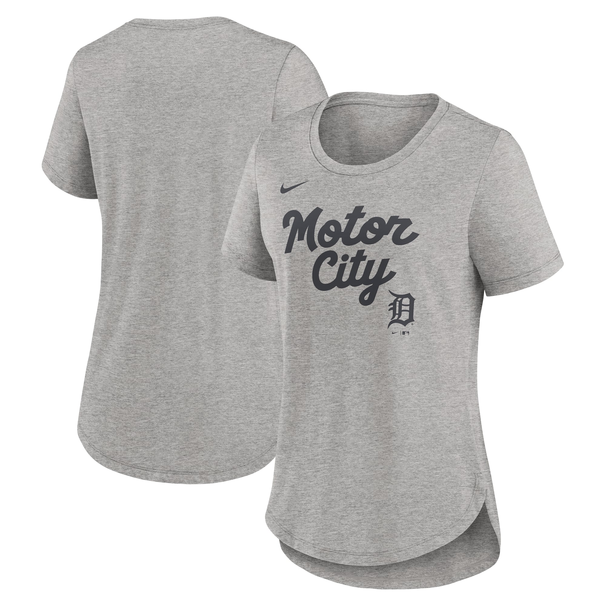 Women's Nike Heather Gray Detroit Tigers Script Tri-Blend T-Shirt