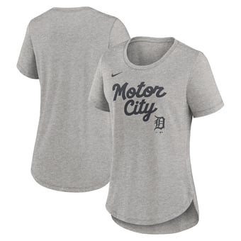 Women's Nike Heather Gray Detroit Tigers Script Tri-Blend T-Shirt