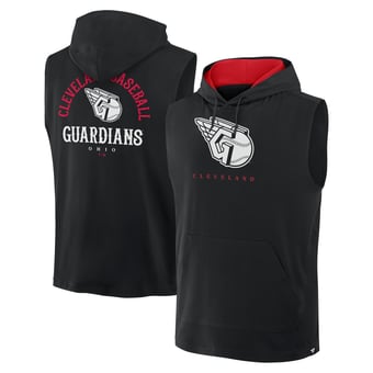 Men's Fanatics Black Cleveland Guardians Fire Speed Sleeveless Pullover Hoodie