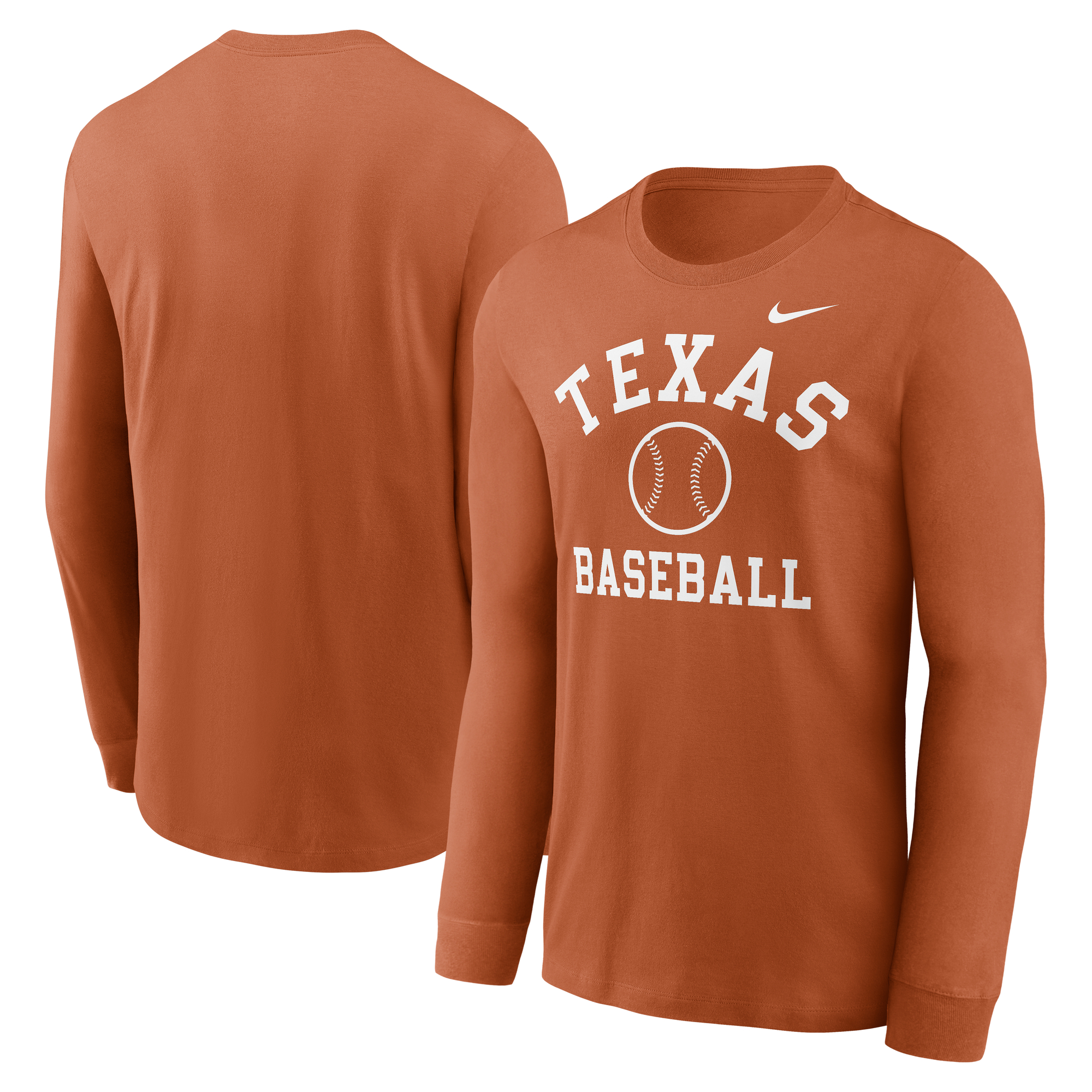Men's Nike Texas Orange Texas Longhorns Essential Baseball Arch Long Sleeve T-Shirt