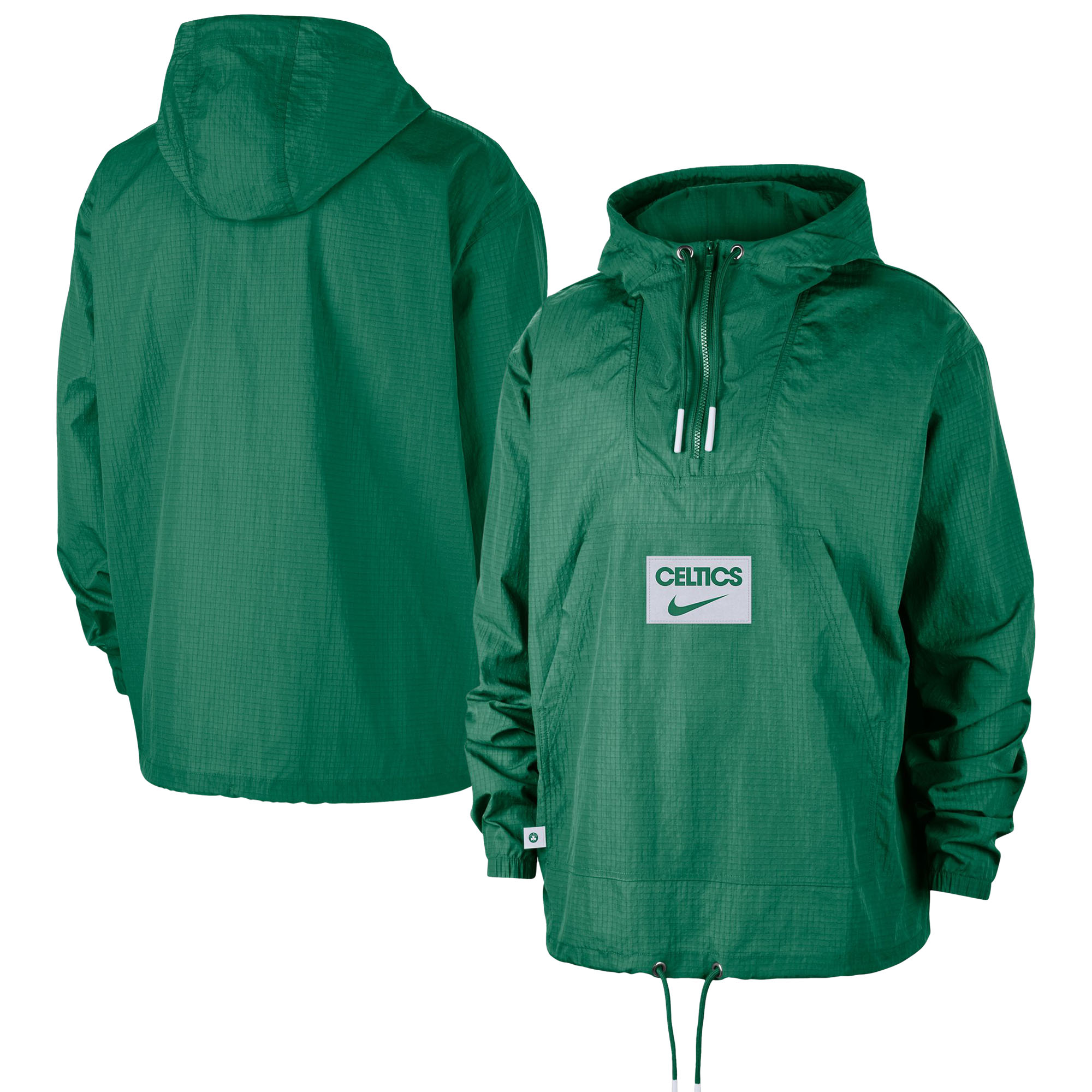 Men's Nike Green Boston Celtics Courtside Premium Club Anorak Quarter-Zip Hoodie Jacket