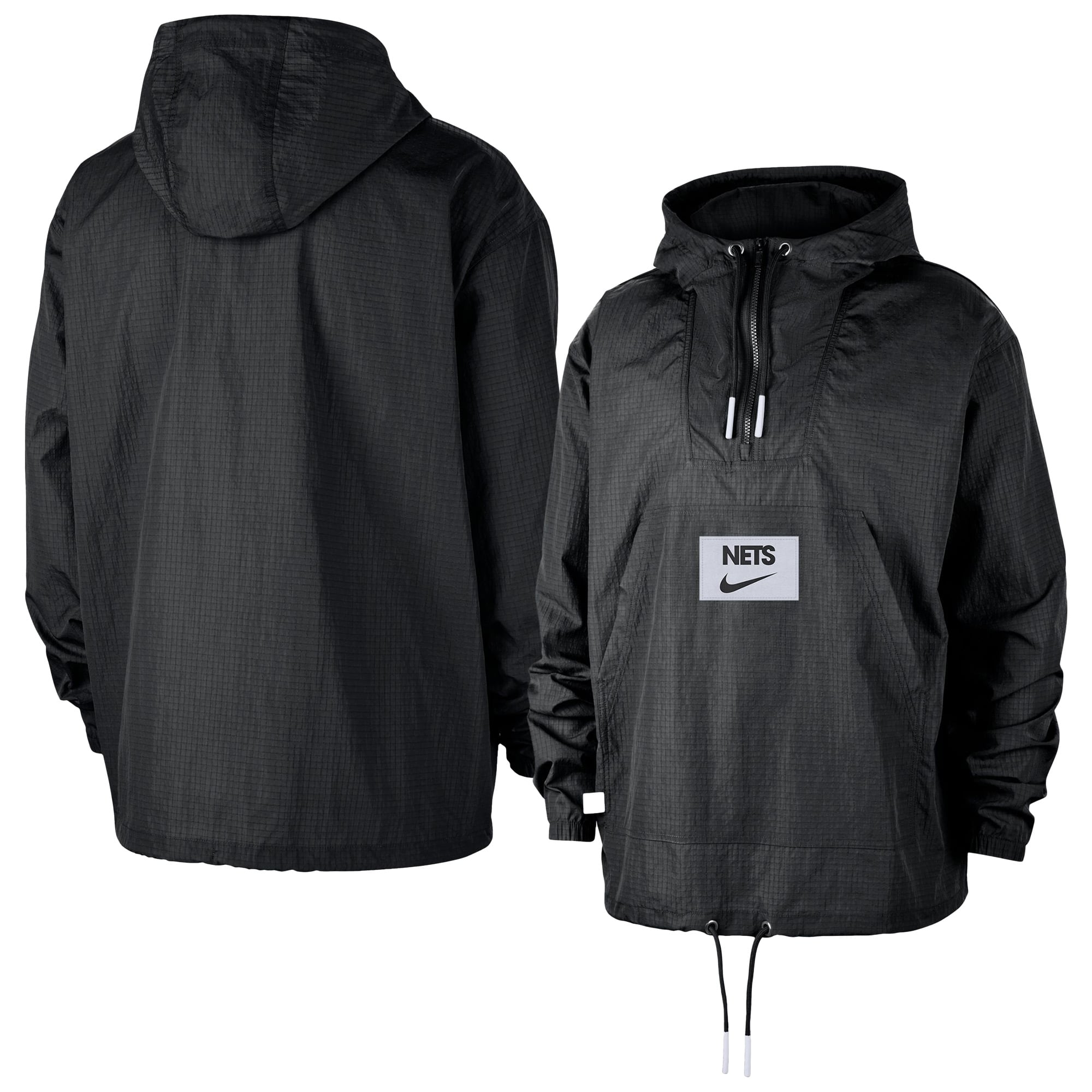 Men's Nike  Black Brooklyn Nets Courtside Premium Club Anorak Quarter-Zip Hoodie Jacket