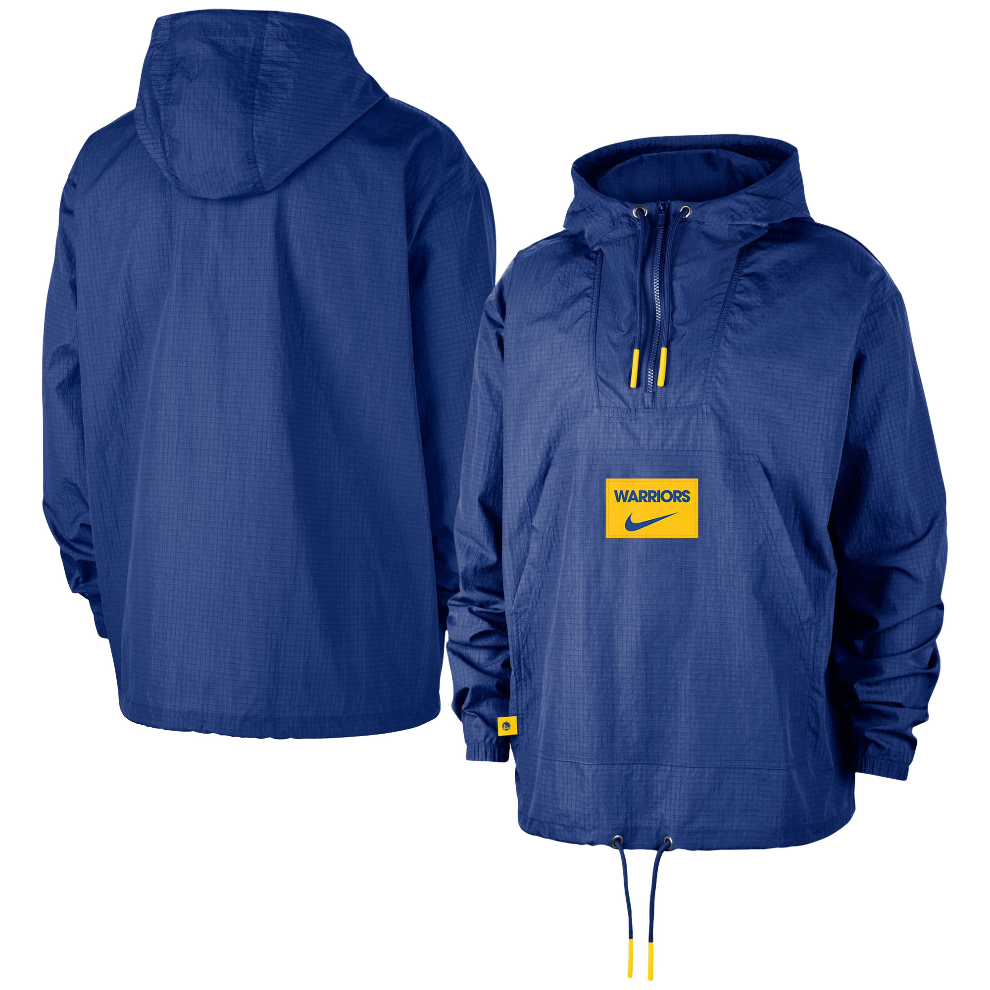 Men's Nike Royal Golden State Warriors Courtside Premium Club Anorak Quarter-Zip Pullover Hoodie