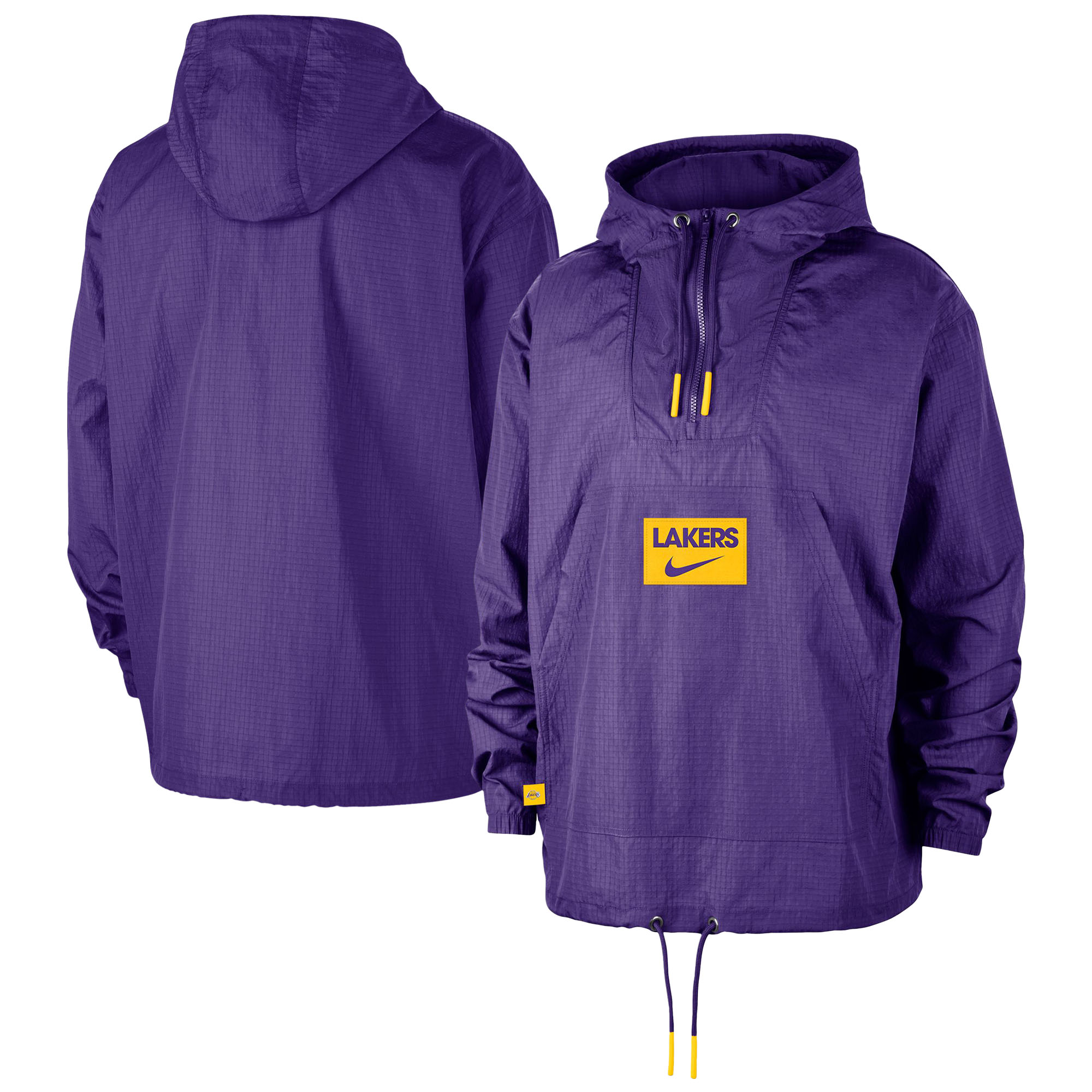 Men's Nike Purple Los Angeles Lakers Courtside Premium Club Anorak Quarter-Zip Hoodie Jacket