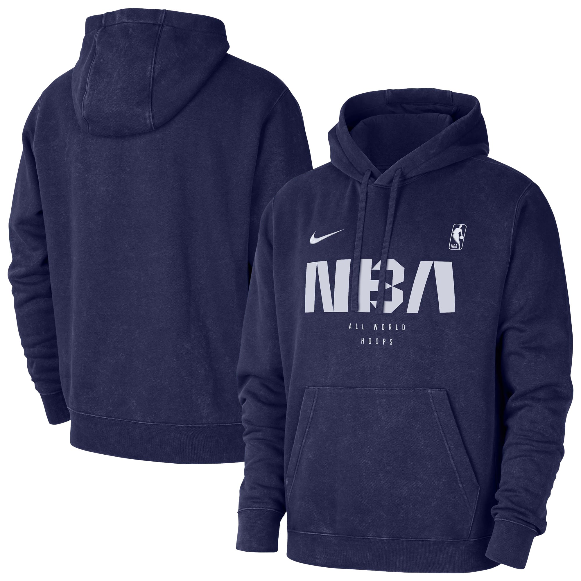 Men's Nike Blue NBA All World Hoops Club Washed Pullover Hoodie