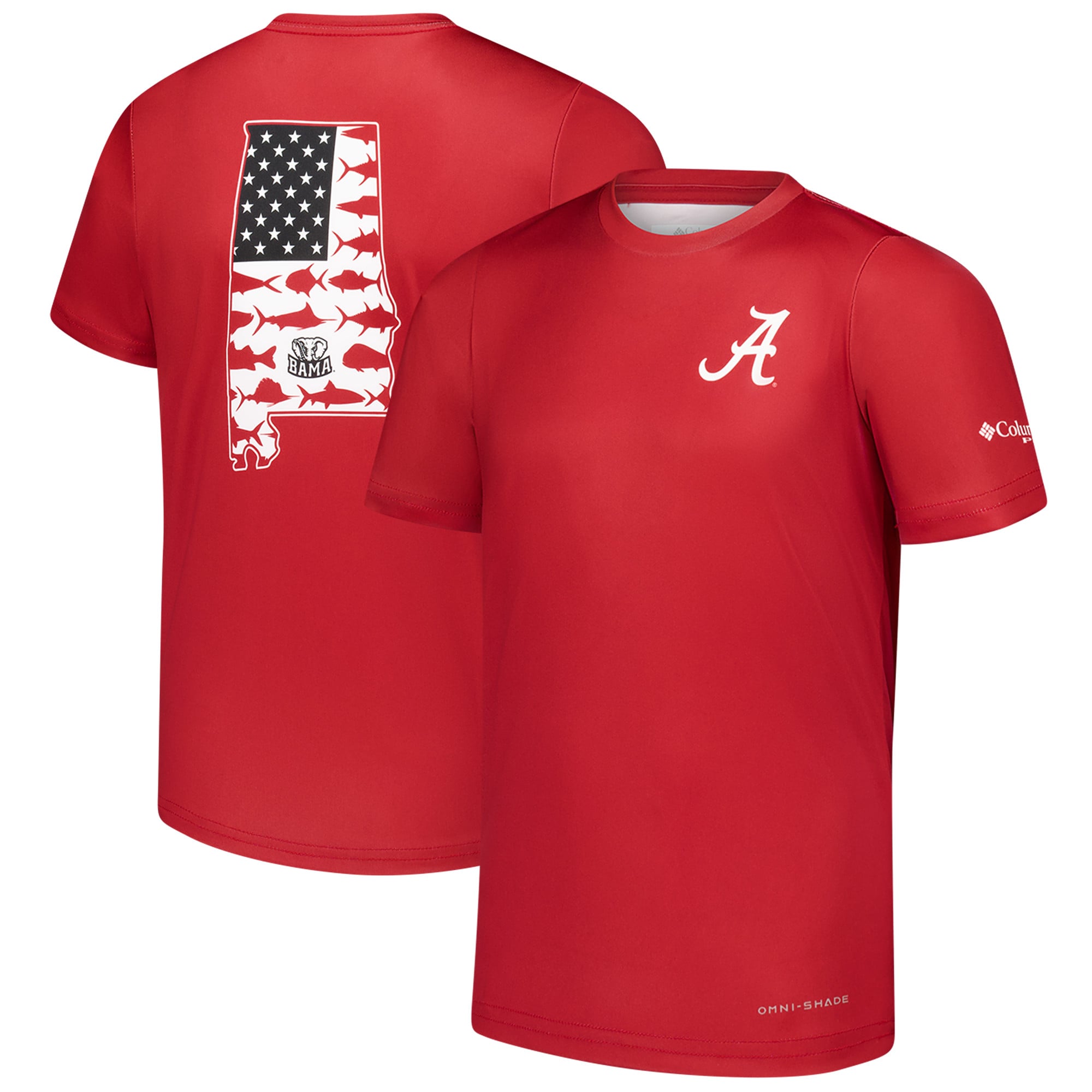 Youth Columbia Crimson Alabama Crimson Tide Terminal Tackle Omni-Shade T-Shirt