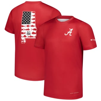 Youth Columbia Crimson Alabama Crimson Tide Terminal Tackle Omni-Shade T-Shirt