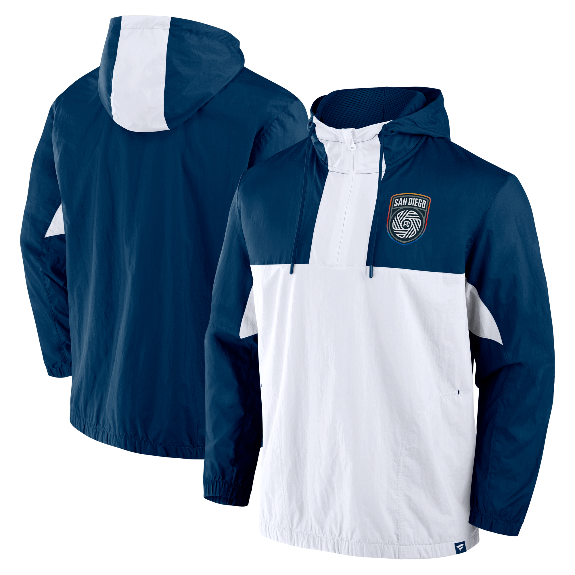 Men's Fanatics Navy San Diego FC Free Kick Woven Quarter-Zip Hoodie Jacket