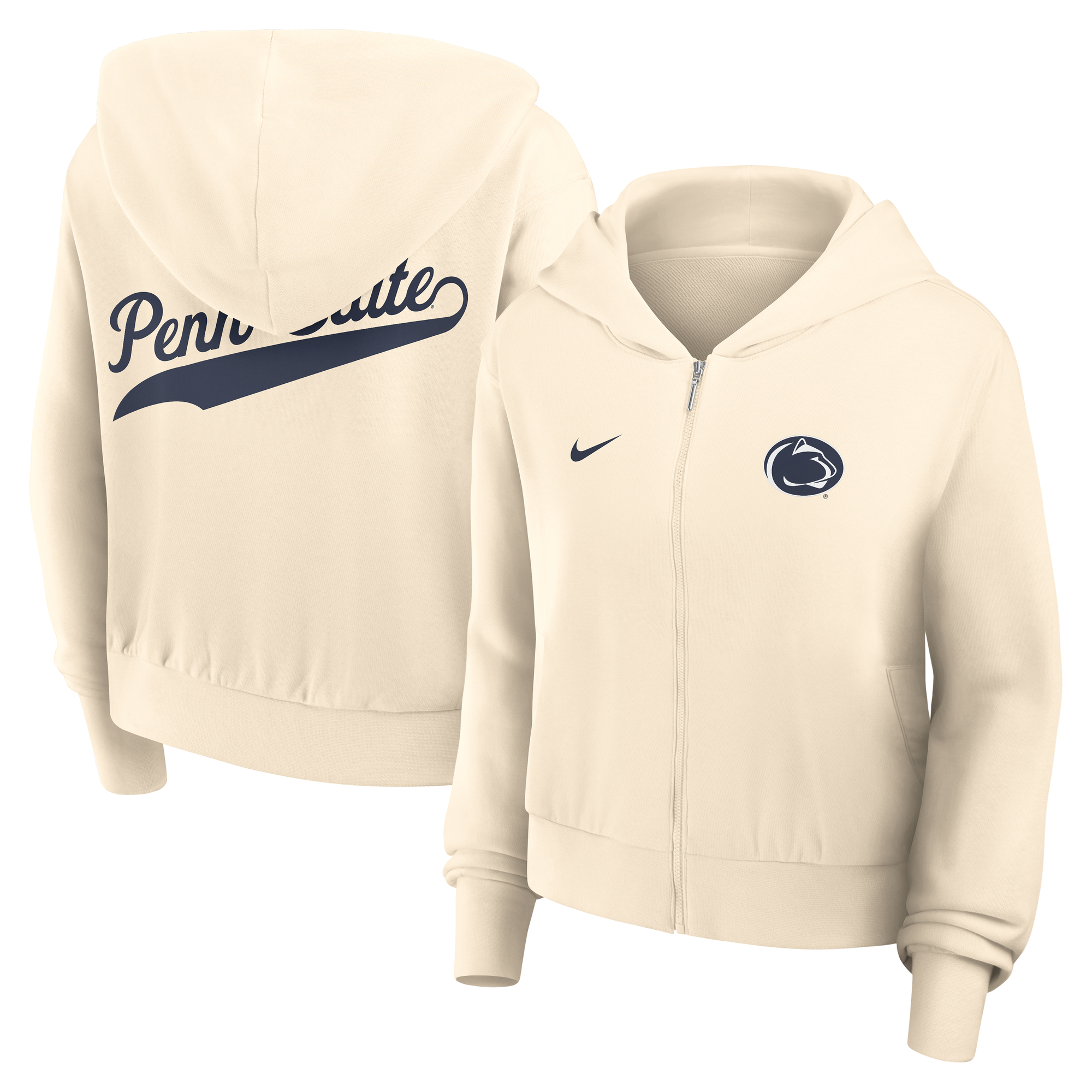 Women’s Nike Cream Penn State Nittany Lions Cropped Chill Full-Zip Hoodie Women’s Nike Cream Penn State Nittany Lions Cropped Chill Full-Zip Hoodie