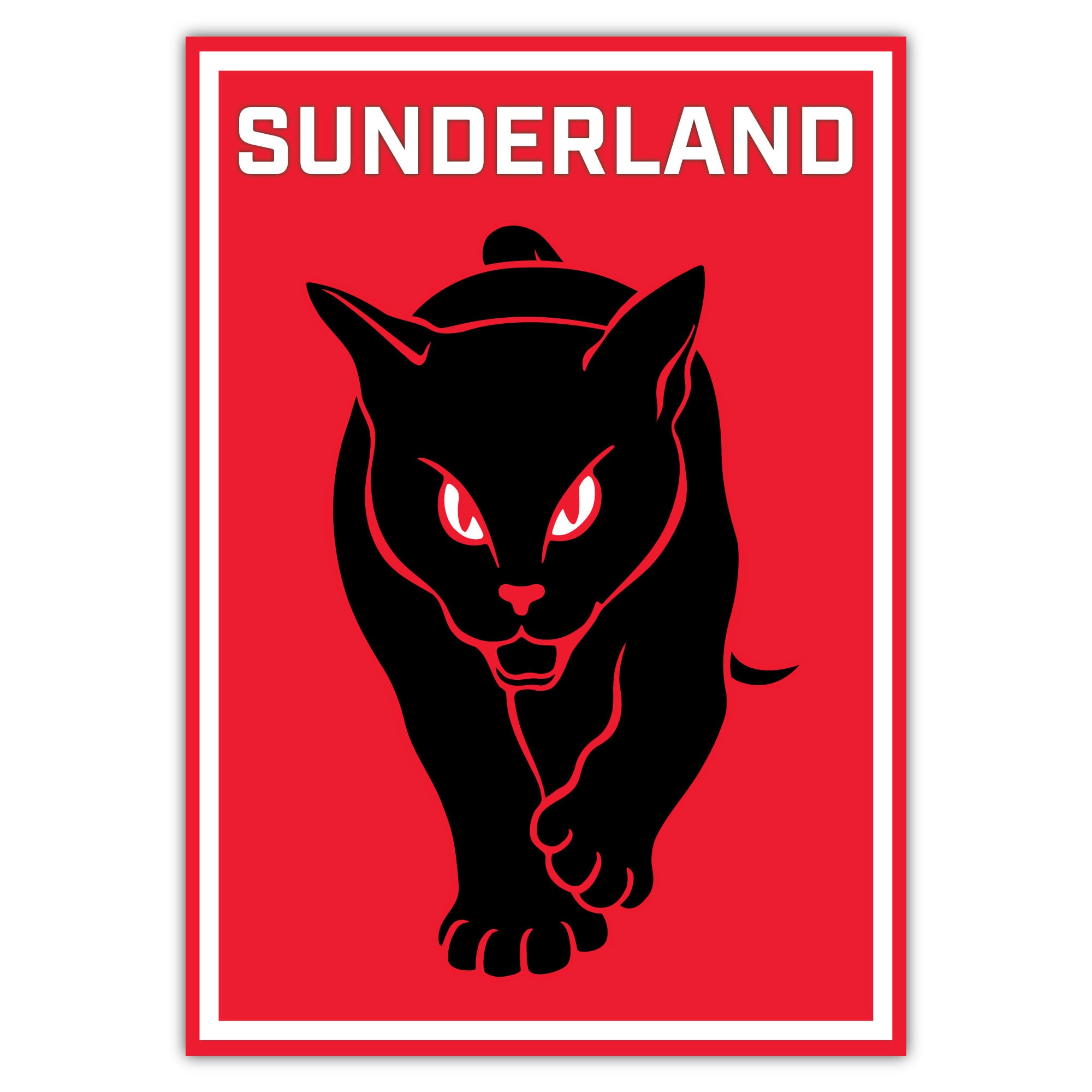 Sunderland Black Cat Spot Print - Unframed A3