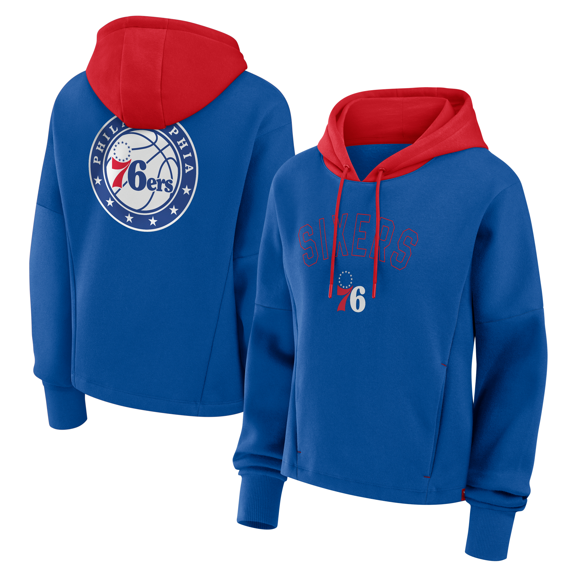 Women's Fanatics Deep Royal Philadelphia 76ers Post Up Boxy Pullover Hoodie