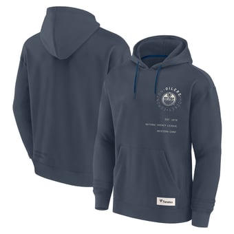 Men's Fanatics Navy Edmonton Oilers Future Ground Info Pullover Hoodie