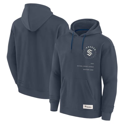 Men's Fanatics Navy Seattle Kraken Future Ground Info Pullover Hoodie