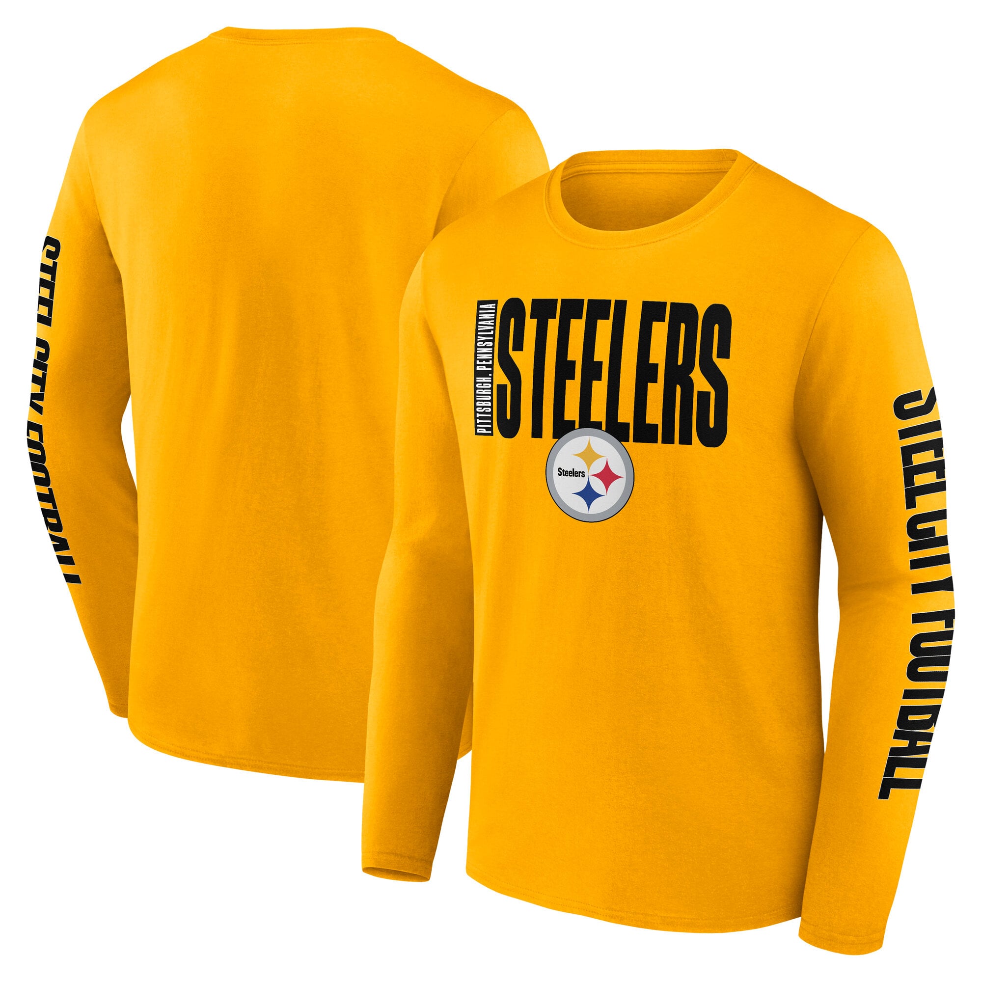 Men's Fanatics Gold Pittsburgh Steelers Big & Tall Vision Long Sleeve T-Shirt: retailer-supplied image