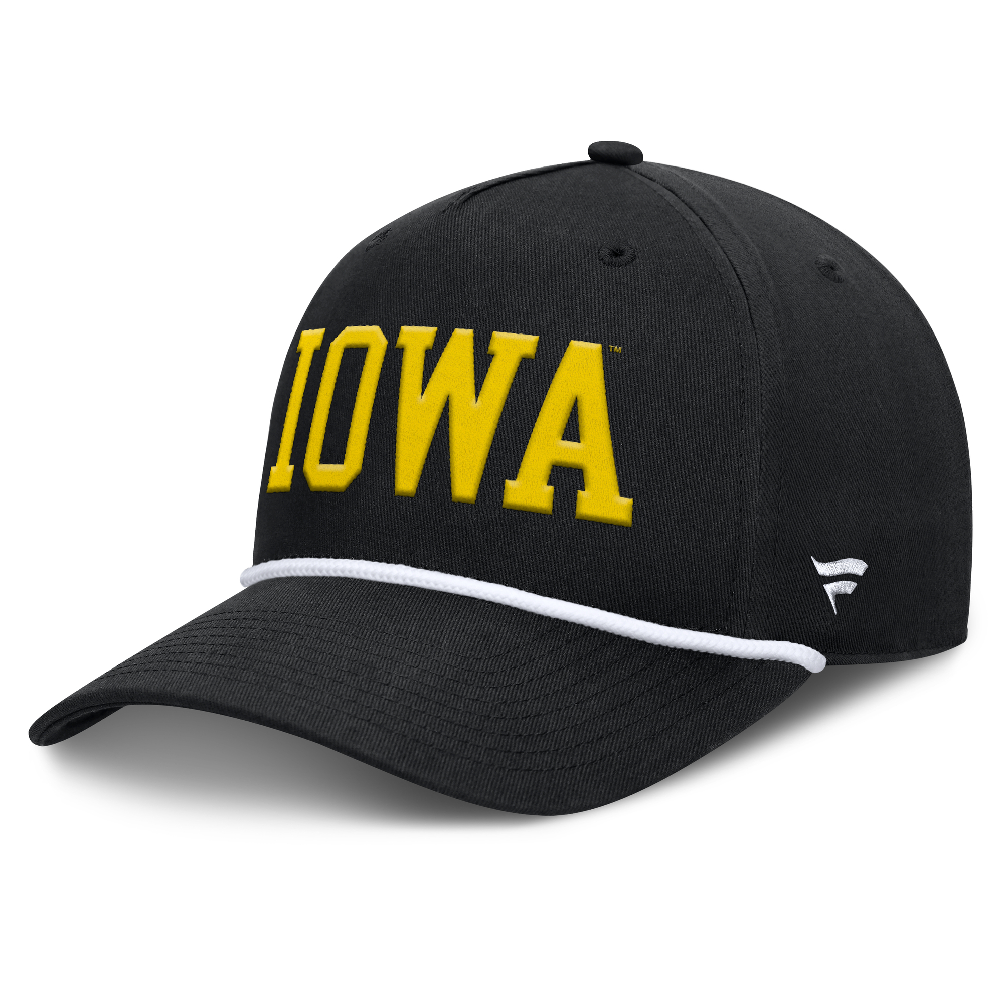 Men's Fanatics  Black Iowa Hawkeyes Foul Ball Rope Adjustable Hat