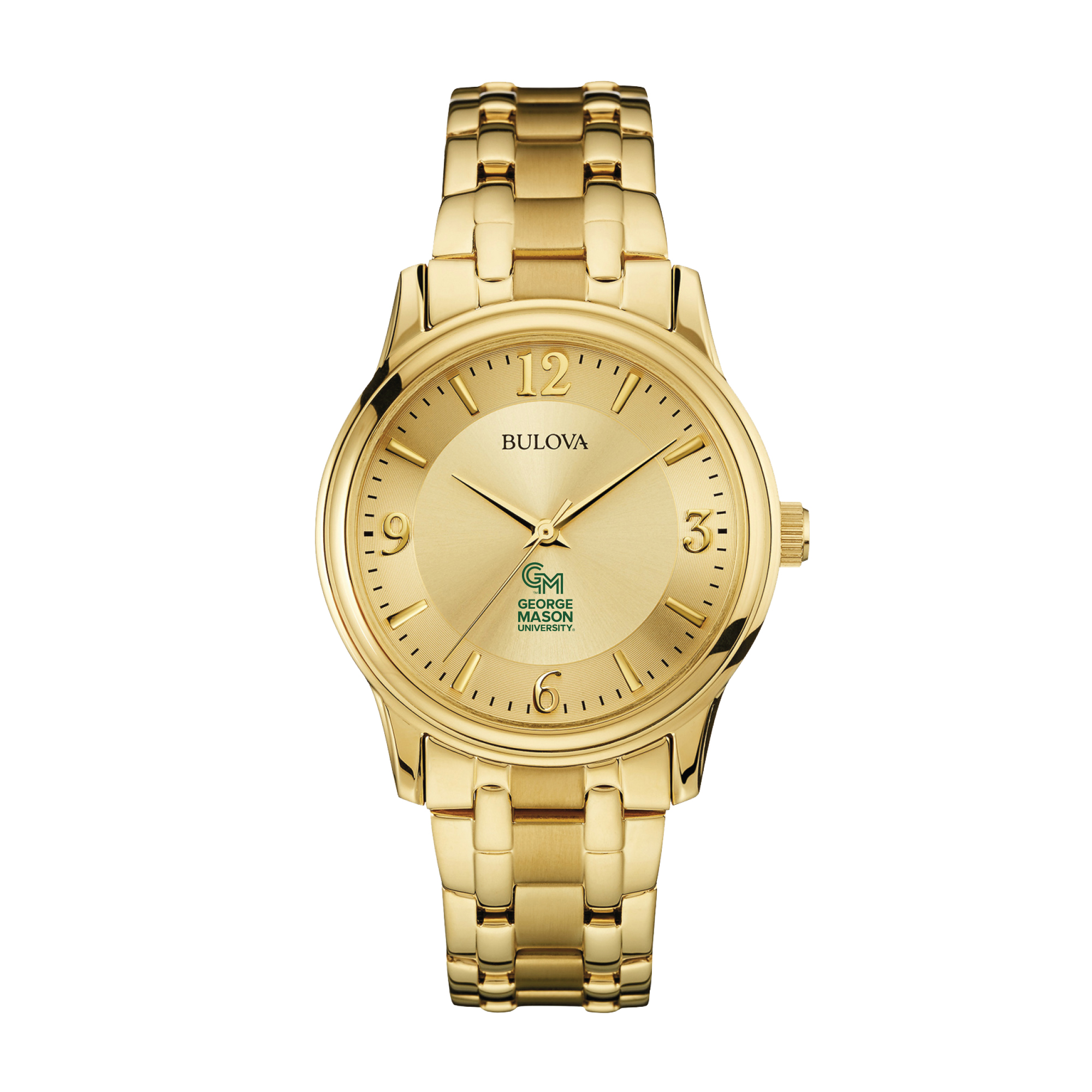 Men's Bulova George Mason Patriots Gold-Tone Watch