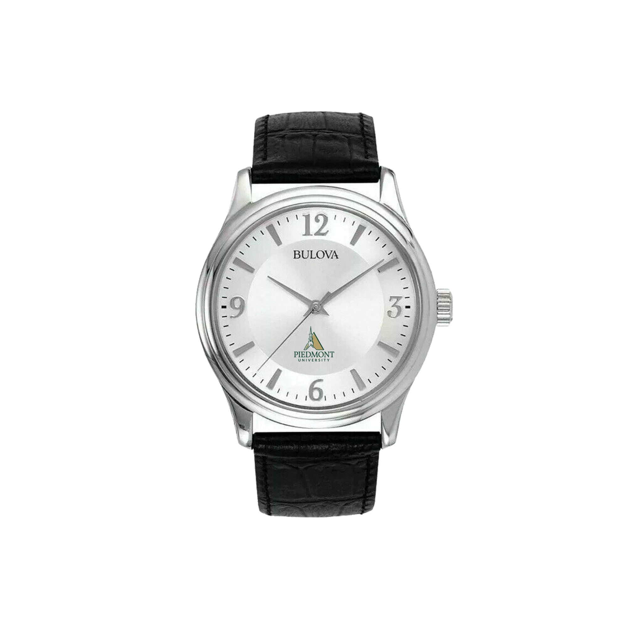 Men's Bulova Piedmont Lions Silver-Tone Leather Strap Watch