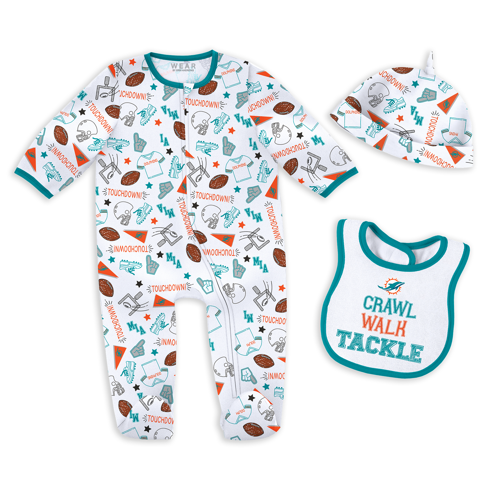 Newborn & Infant WEAR by Erin Andrews Miami Dolphins Sleep & Play Set