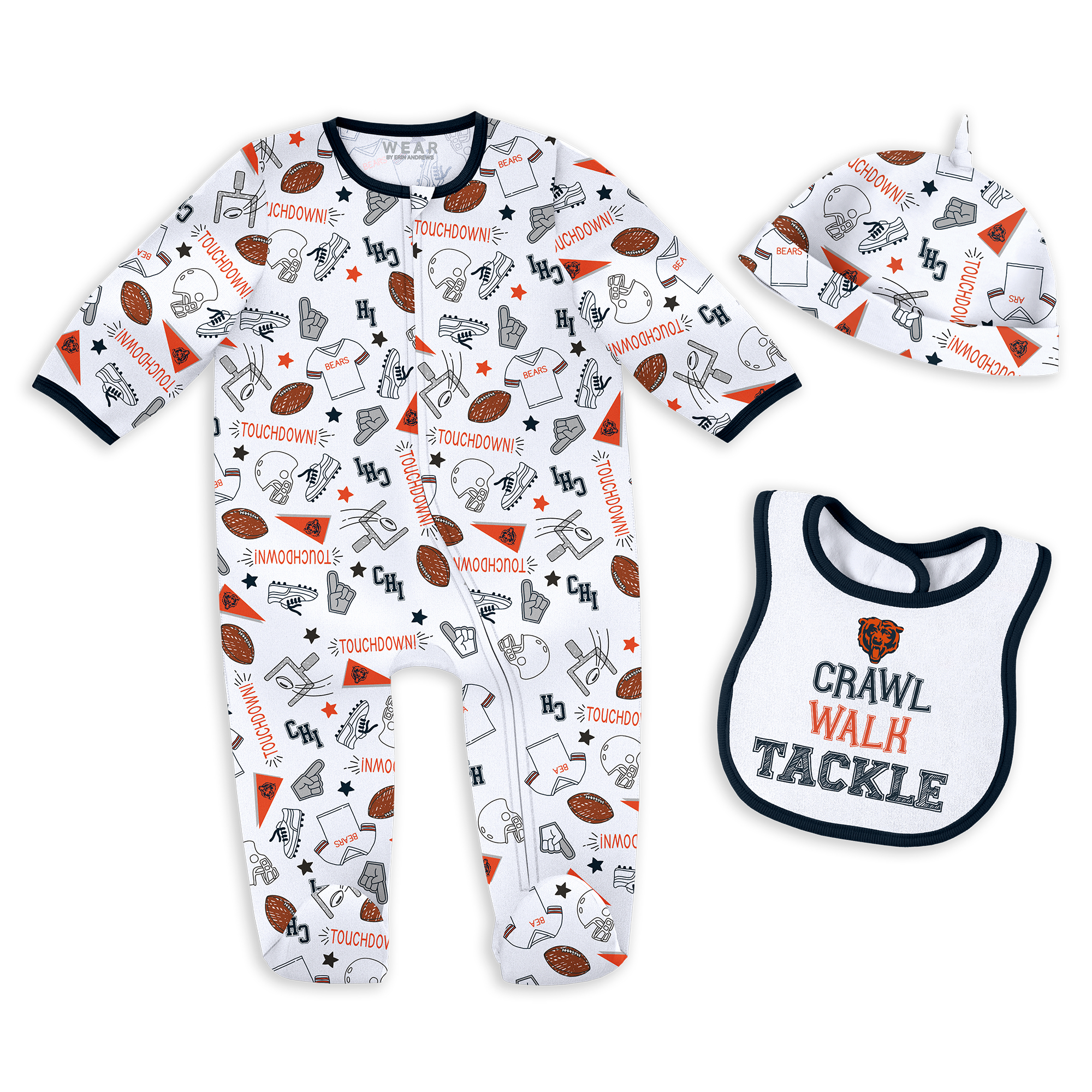 Newborn & Infant WEAR by Erin Andrews Chicago Bears Sleep & Play Set