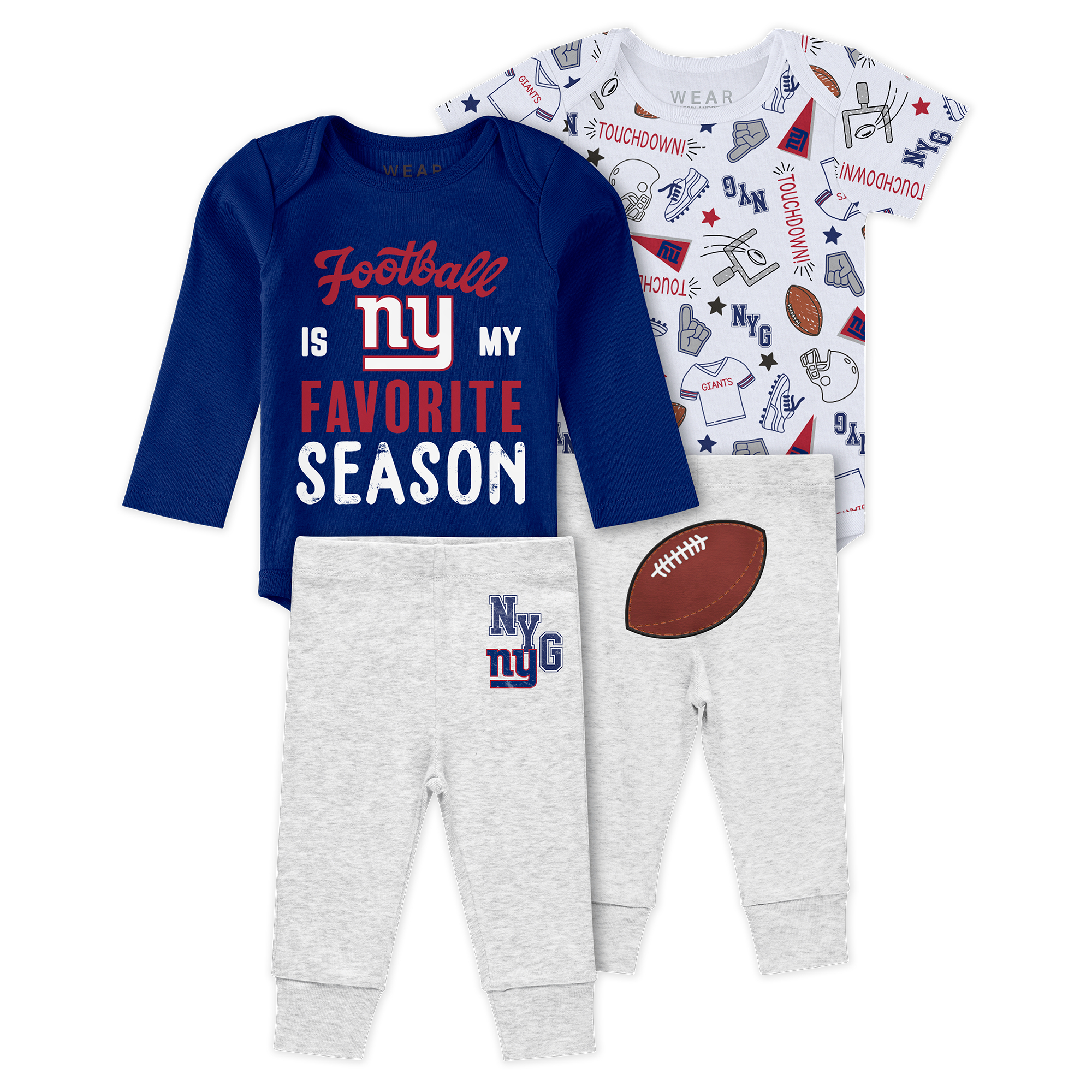Newborn & Infant WEAR by Erin Andrews New York Giants Three-Piece Turn Me Around Bodysuits & Pant Set