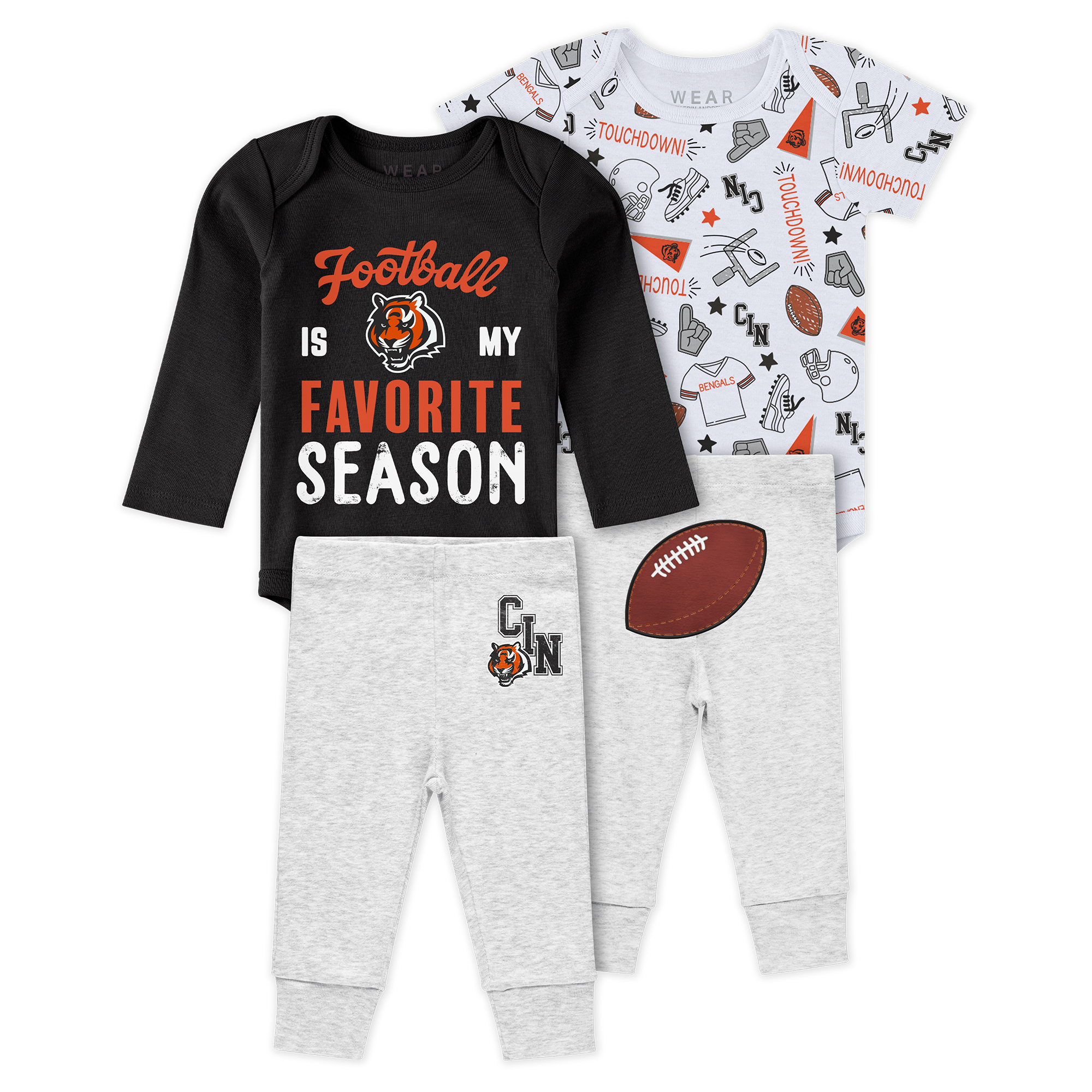 Newborn & Infant WEAR by Erin Andrews Cincinnati Bengals Three-Piece Turn Me Around Bodysuits & Pant Set