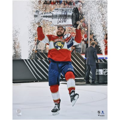 Aleksander Barkov Florida Panthers Autographed 2024 Stanley Cup Champions 16" x 20" Raising Cup Photograph