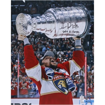 Sam Reinhart Florida Panthers Autographed 2024 Stanley Cup Champions 16" x 20" Raising Cup Photograph with "2024 SC Champs" Inscription