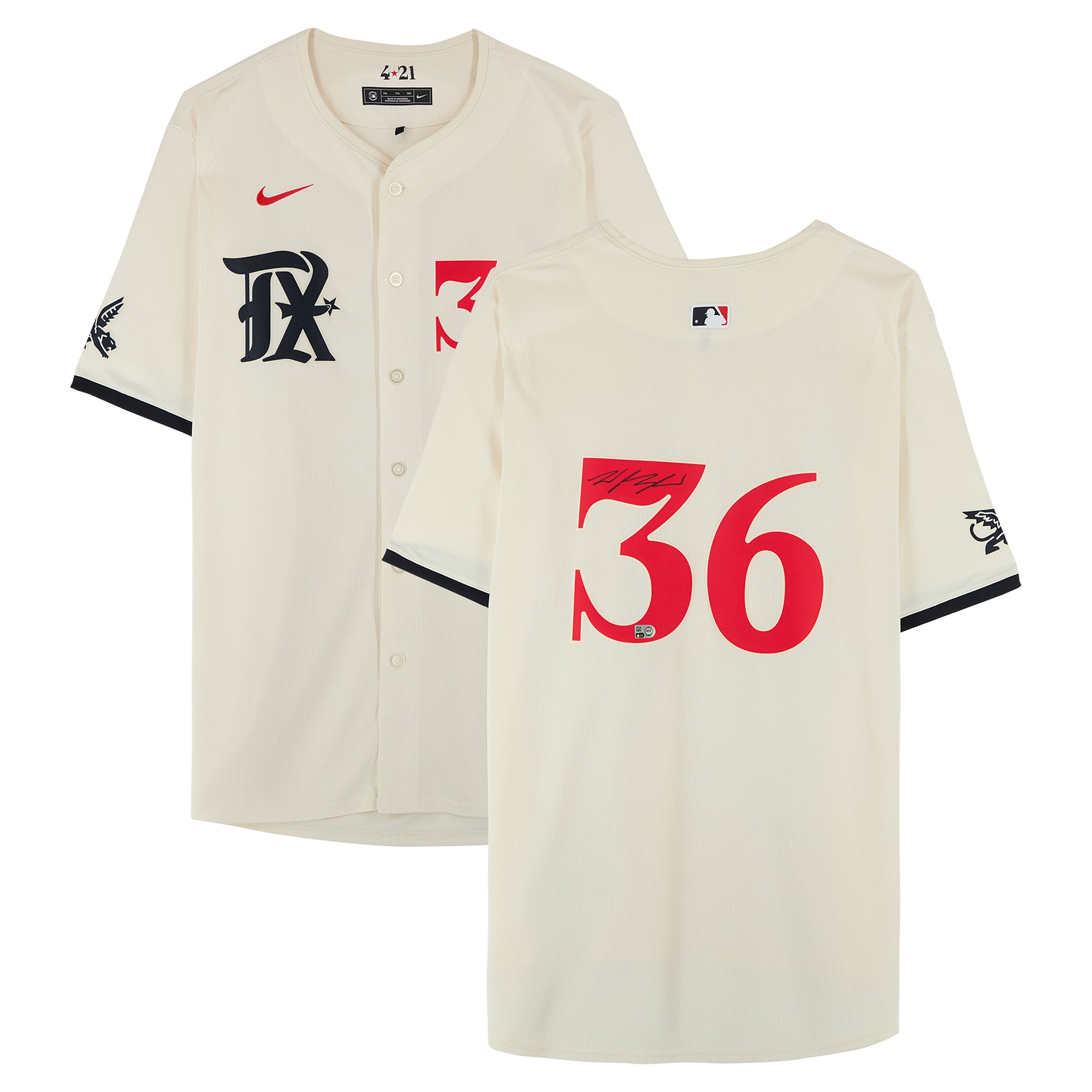 Wyatt Langford Texas Rangers Autographed Cream Nike City Connect Limited Jersey
