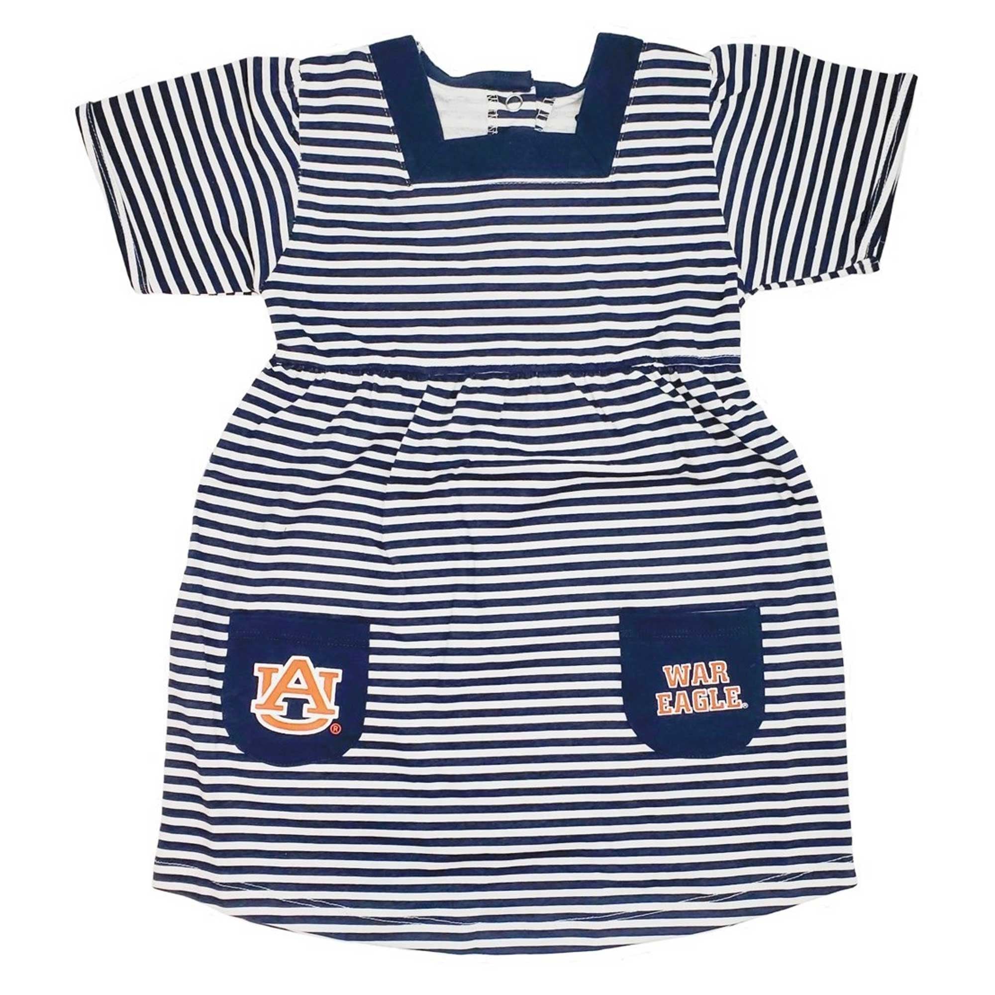 Toddler Little King Navy Auburn Tigers Striped Dress with Pockets
