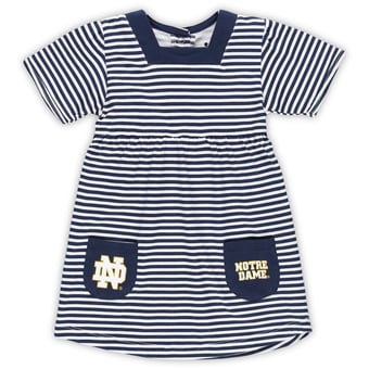 Toddler Little King Navy Notre Dame Fighting Irish Striped Dress with Pockets