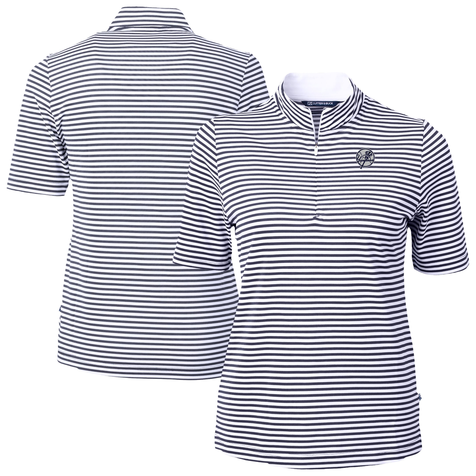 Women’s Cutter & Buck Navy New York Yankees Virtue Eco Pique Stripe Recycled Polo Women’s Cutter & Buck Navy New York Yankees Virtue Eco Pique Stripe Recycled Polo