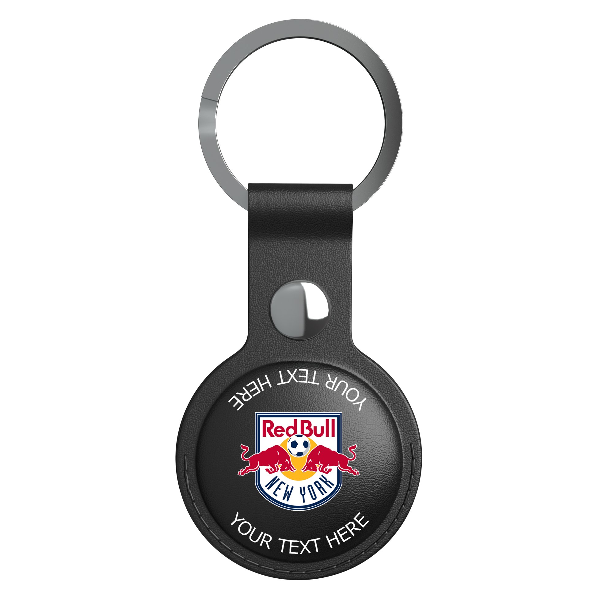Keyscaper New York Red Bulls Personalized Black Leatherette AirTag Holder