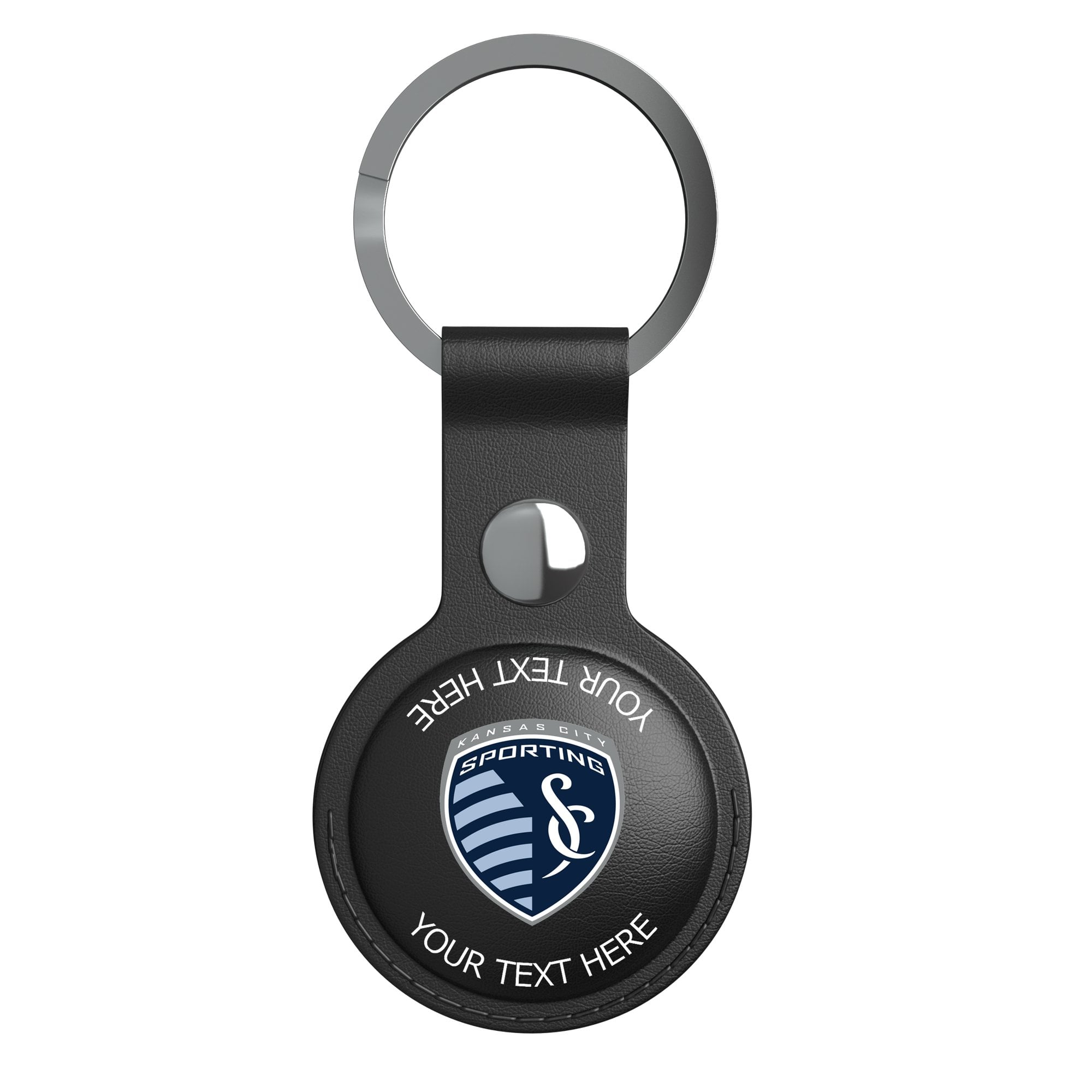 Keyscaper Sporting Kansas City Personalized Black Leatherette AirTag Holder
