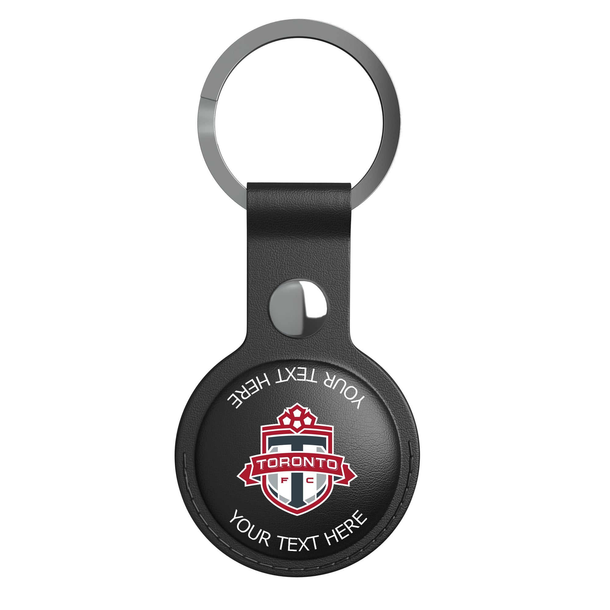 Keyscaper Toronto FC Personalized Black Leatherette AirTag Holder