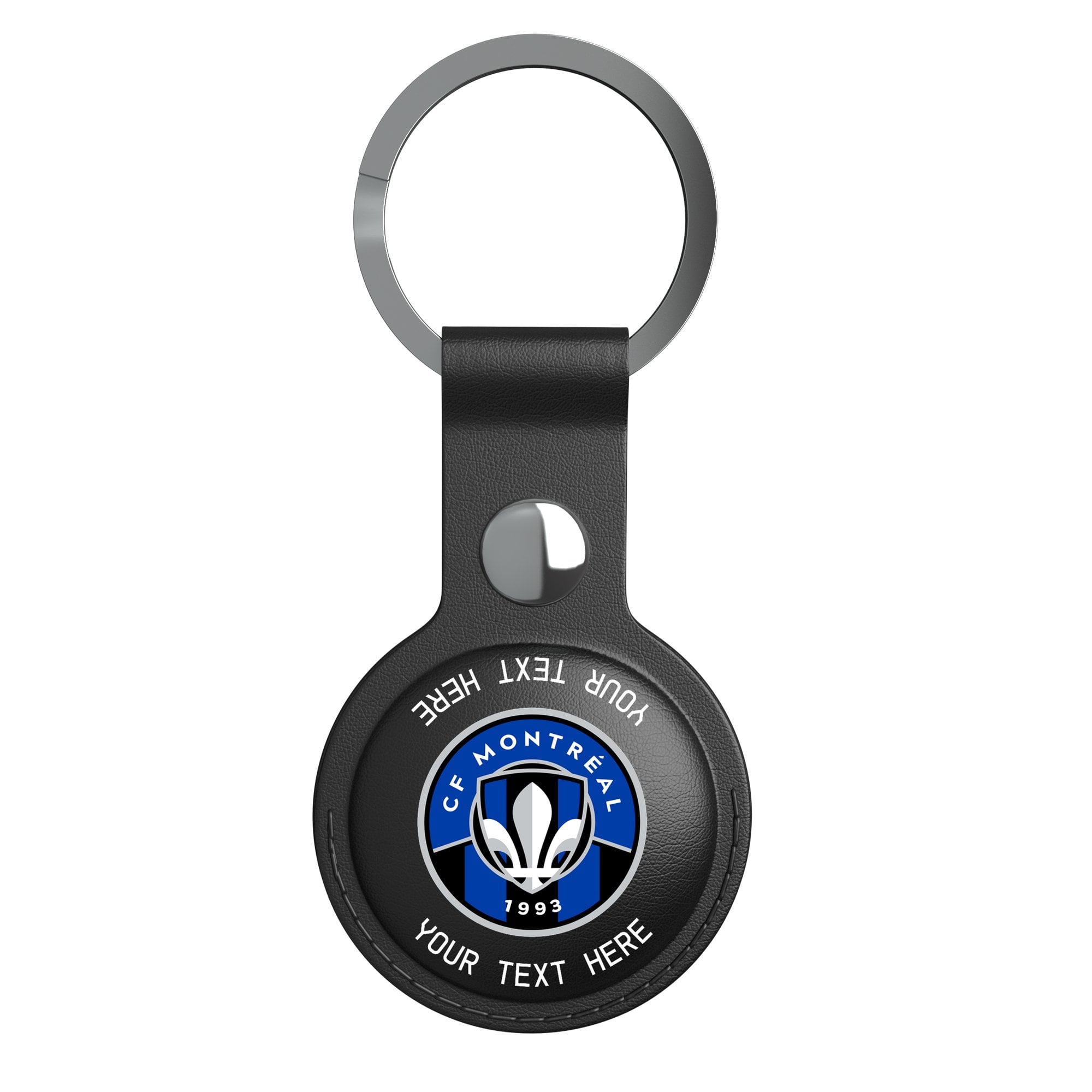 Keyscaper CF Montreal Personalized Black Leatherette AirTag Holder