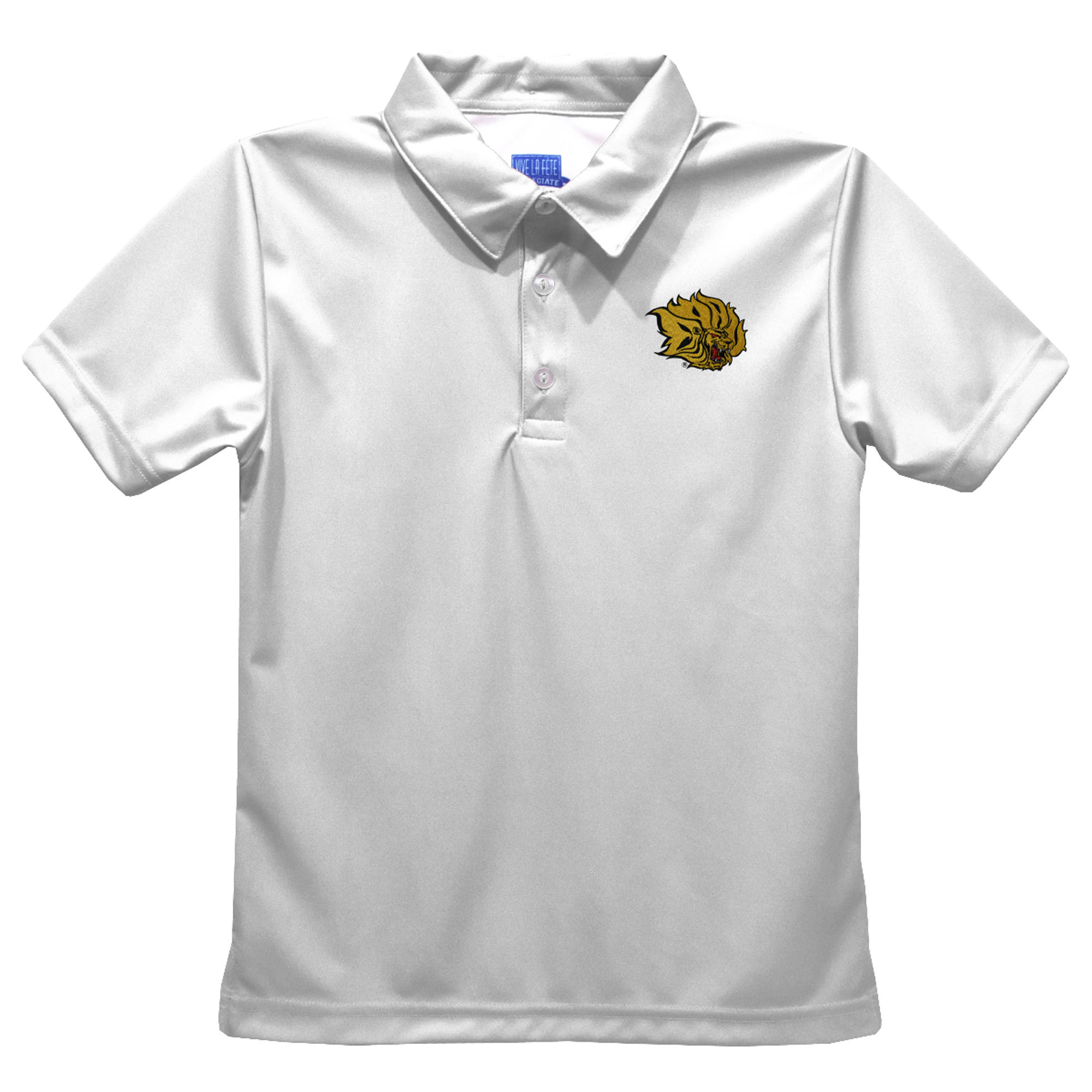Youth Vive La Fete  White Arkansas Pine Bluff Golden Lions Solid Polo