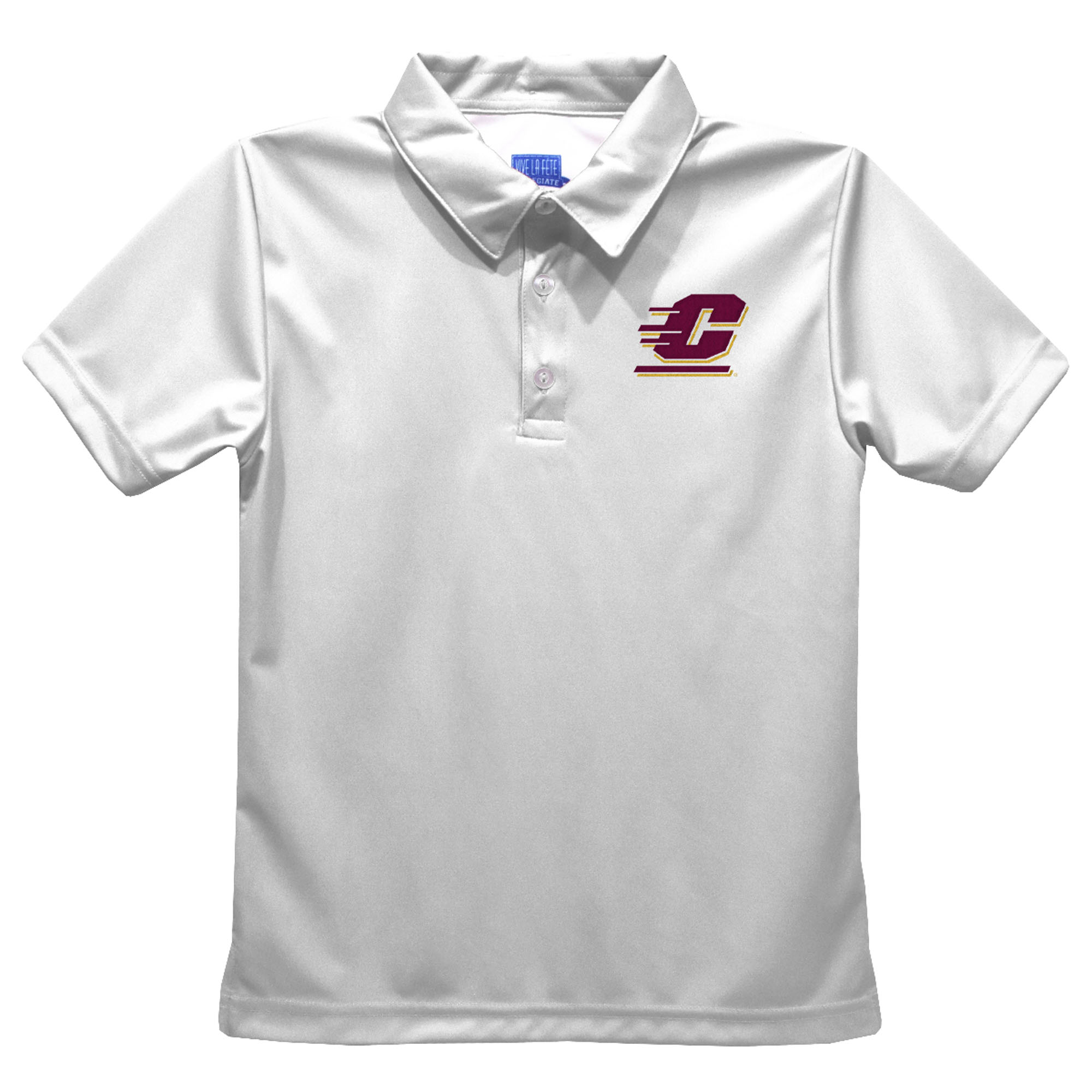 Youth Vive La Fete  White Central Michigan Chippewas Solid Polo