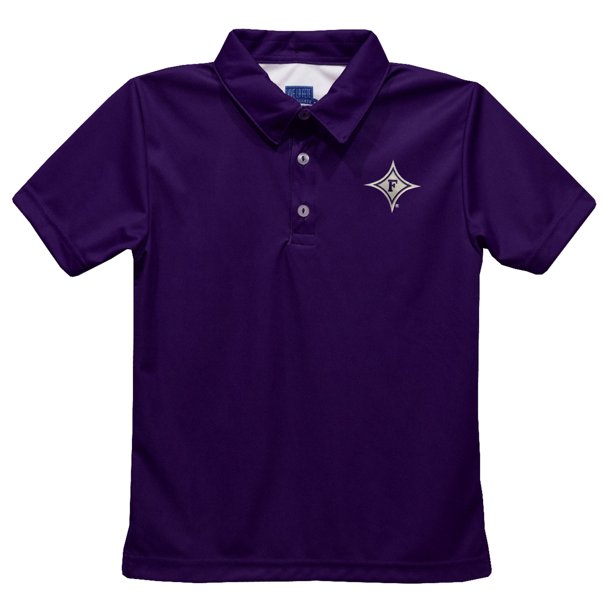 Youth Vive La Fete Purple Furman Paladins Solid Polo Youth Vive La Fete Purple Furman Paladins Solid Polo