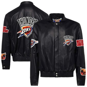 Men's Jeff Hamilton  Black Oklahoma City Thunder Leather Full-Snap Jacket